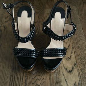 Christian Louboutin patient spiked platform wedge size 36 in black